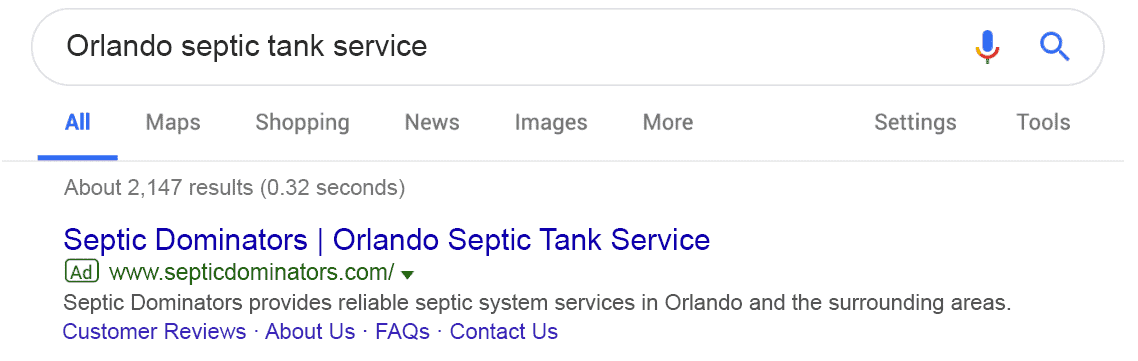 Septic Dominators Google Ppc Ad