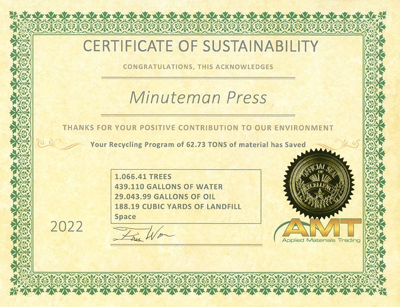 2022 Certificate Of Sustainability 